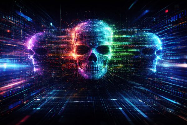 cyber skulls to represent the malicious intent in cybersecurity