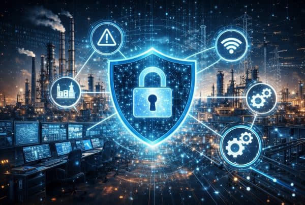 Digital illustration of industrial control systems security